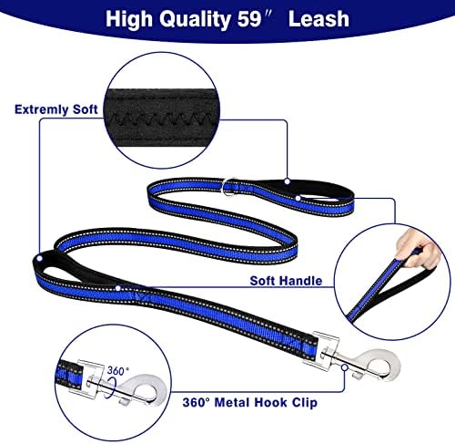 WINSEE Pet Harness Collar and Leash Set, All-in-one Reflective Dog Harness No Pull with Adjustable Buckles for Puppies, Small, Medium, Large, and Extra-Large Dogs (Large, Dark Blue) - Image 4