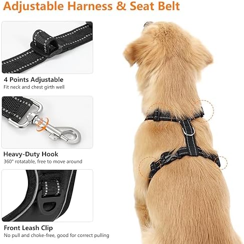VavoPaw Dog Seat Belt Vest Harness for Car, 2 in 1 Seatbelt Buckle - Image 4