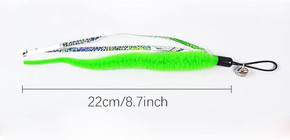 10Pcs Cat Worm Toys Refills, Interactive Cat Wand Toy Replacement, Cat Worms Refills with Bell, Feather Worm Teaser Refill Attachments for Indoor Kitty Kitten Cat Puppy Exercise Play