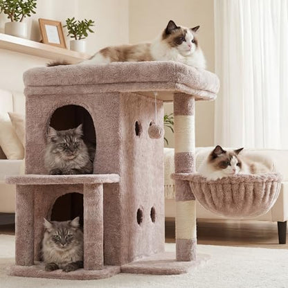 Heybly 25.6" Cat Tree for Large Cats with Big Perch & Dual Condos HCT204SMU - Image 3