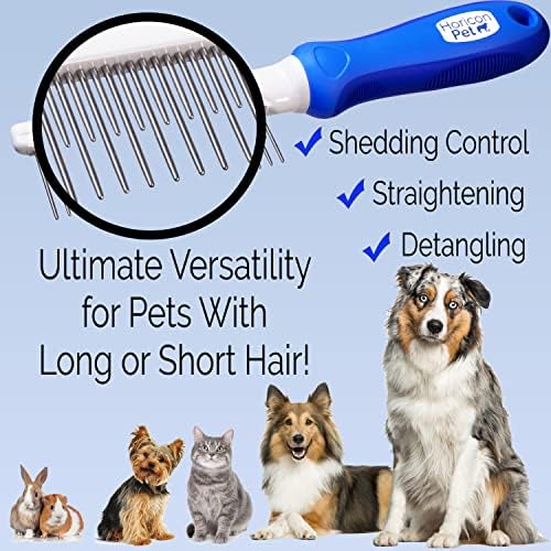 Detangling Dog Comb with Long & Short Stainless Steel Metal Teeth - Dogs, Cats & Small Animals for Removing Matted Fur, Knots & Tangles - Image 5