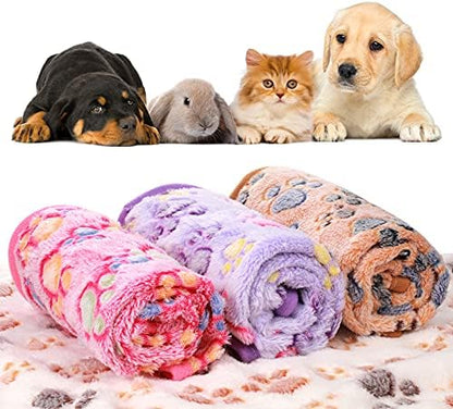 Tatuo 4 Pack Fleece Dog Blanket for Pet, Mixed Color, 41 x 30 Inch, Paw - Image 5
