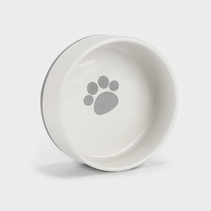 Ceramic Dog Bowl, 4.3" Round x 1.6" Tall, Small Dog Food and Water Bowls, White, Perfect for Dogs Up to 20 lbs, Microwave and Dishwasher Safe, Small Size