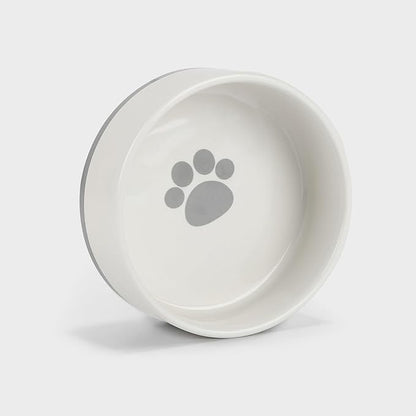 Ceramic Dog Bowl, 4.3" Round x 1.6" Tall, Small Dog Food and Water Bowls, White, Perfect for Dogs Up to 20 lbs, Microwave and Dishwasher Safe, Small Size
