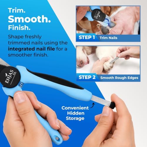 Professional Dog Nail Clippers with Nail Trapper, LED Light, Extra Sharp Blade for Thick Nails, Safety Guard, Safety Lock & Nail File, Pet Nail Trimmer for Small, Medium & Large Dogs & Cats - Image 4