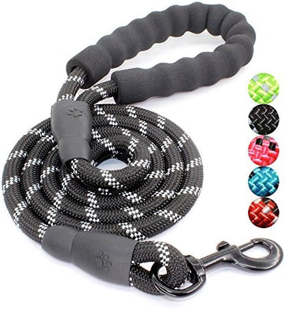 BAAPET 2/4/5/6 FT Dog Leash with Comfortable Padded Handle and Highly Reflective Threads for Small Medium and Large Dogs (5FT-1/2'', Black) by BAAPET