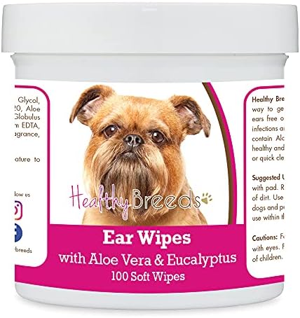 Healthy Breeds Brussels Griffon Ear Cleaning Wipes with Aloe & Eucalyptus for Dogs 100 Count by HealthyBreeds