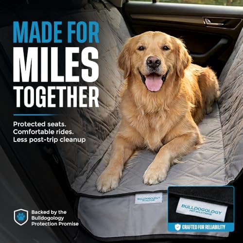 Bulldogology Dog Car Seat Cover Waterproof Heavy Duty Bench Dog Hammock Backseat Protector from Hair, Muddy Paws, Scratches - Pet Car Seat Cover for Cars Trucks SUVs (Large, Grey) - Image 2