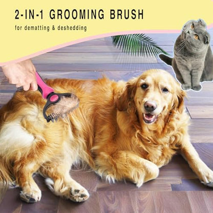 Pet Grooming Rake for Dogs & Cats - Double-Sided Deshedding and Dematting Tool, Gently Remove 95% of Loose Undercoat & Mats for Long-Haired Pets, Painless Fur Brush for Shedding Control (Pink) - Image 6