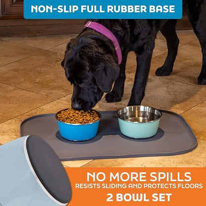 Master Pet Supply Stainless Steel Dog Bowls Set of 2 - Glacier Blue - 32 Oz - Image 4