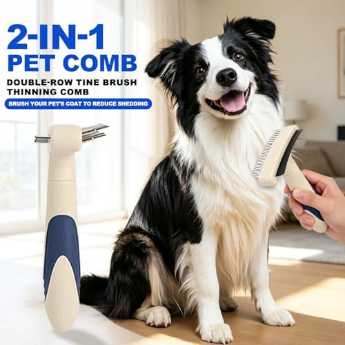 2-in-1 Pet Deshedding&Undercoat Rake Comb for Dogs and Cats - Image 2