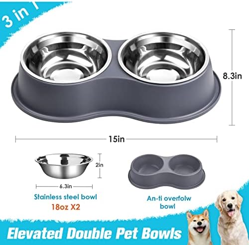 Epetslove Stainless Steel Dog Bowls Double Non-Slip Dog Water and Food Bowl - Image 2