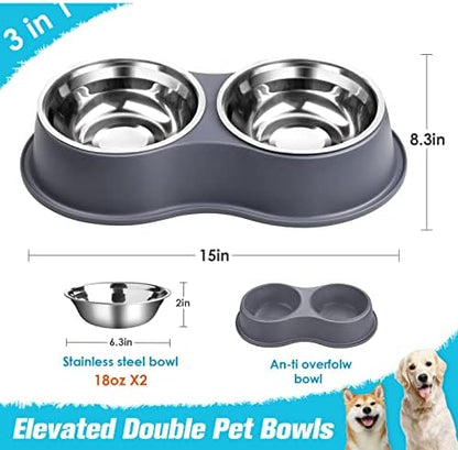 Epetslove Stainless Steel Dog Bowls Double Non-Slip Dog Water and Food Bowl - Image 2