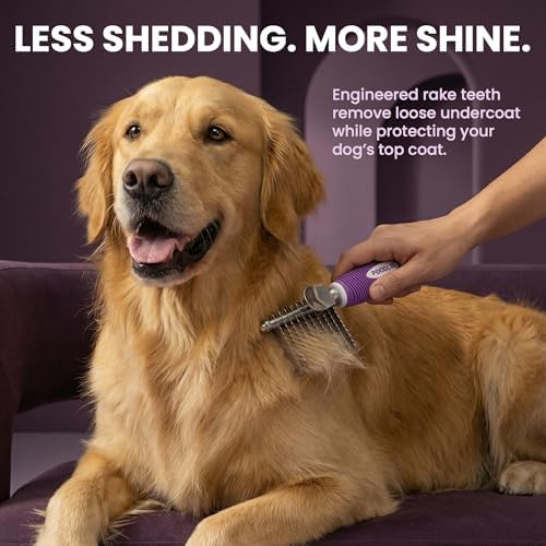 Poodle Dematting Fur Rake Comb Brush for Dogs and Cats - Long 2.5" Steel Safety Blades Metal Comb for Detangling Matted or Knotted Undercoat Hair - Image 4