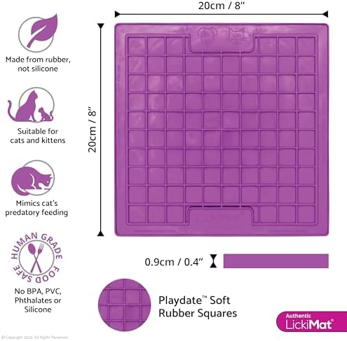 LickiMat Classic Playdate, Cat Slow Feeder Lick Mat, Boredom Anxiety Reducer; Perfect for Food, Treats, Yogurt, or Peanut Butter. Fun Alternative to a Slow Feed Cat Bowl or Dish, Purple - Image 2