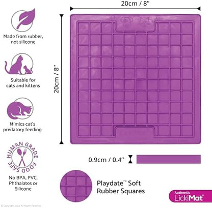 LickiMat Classic Playdate, Cat Slow Feeder Lick Mat, Boredom Anxiety Reducer; Perfect for Food, Treats, Yogurt, or Peanut Butter. Fun Alternative to a Slow Feed Cat Bowl or Dish, Purple - Image 2