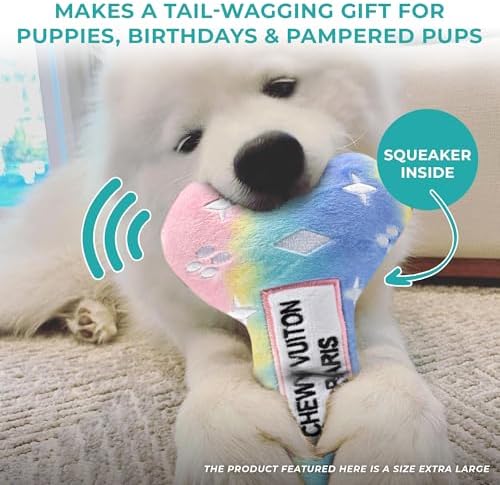 Haute Diggity Dog Chewy Vuiton Bone Plush Dog Toy, Designer Parody Toy - Image 6