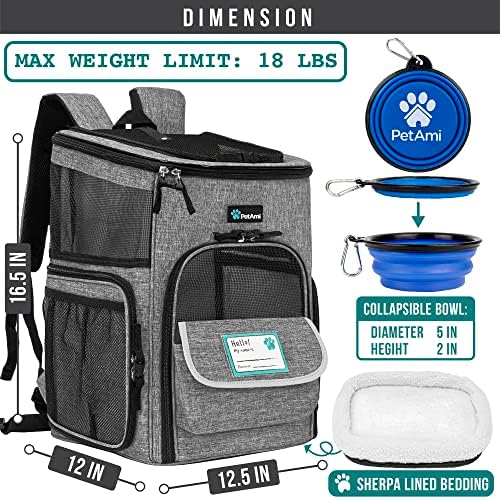 PetAmi Dog Backpack Carrier, Airline Approved 4-Way Entry Cat Bag, Gray - Image 2