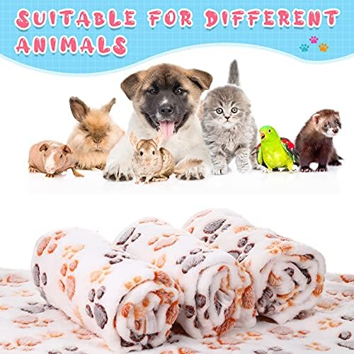 Tatuo 4 Pack Fleece Dog Blanket for Pet,White,30 x 20.5 Inch,Paw - Image 4