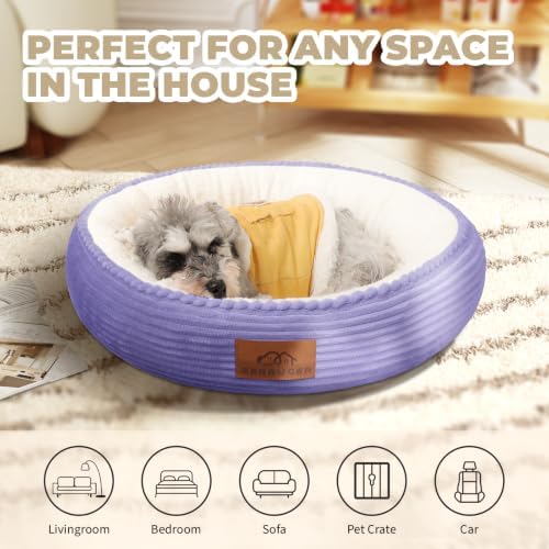 Zerbuger 23in Violet Round Dog Bed Sofa for Dogs Cats, Machine Washable - Image 6