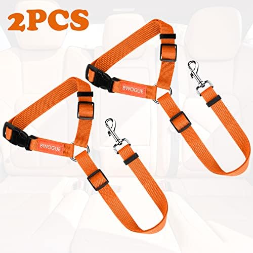 BWOGUE 2 Pack Dog Seat Belt for Car, Headrest Restraint Strap, Orange - Image 2