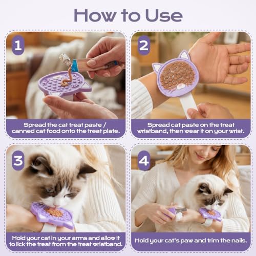 Cat Lick Mat Bracelet for Nail Trimming Grooming,Wet Treats, Keep Cat Calm - Image 6