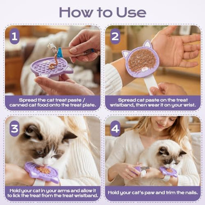 Cat Lick Mat Bracelet for Nail Trimming Grooming,Wet Treats, Keep Cat Calm - Image 6