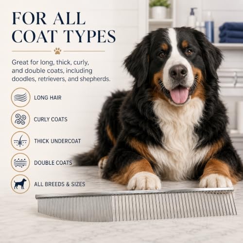 Warren London Contour Curve Copper Dog Grooming Comb, Fine/Coarse, 9 Inch - Image 5