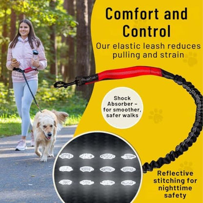 Hundefreund Hands-Free Dog Leash Replacement Bungee (47–67”) – Extension for Medium & Large Dogs – Shock-Absorbing with Dual Handles & Reflective Stitching (Red) - Image 6