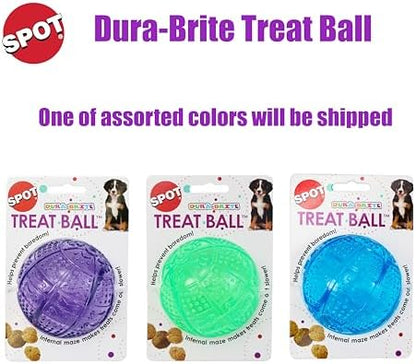 SPOT Dura-Brite Treat Ball - Treat Dispensing Dog Toy Made with Durable TPR Rubber, Interactive Slow Feeder Puzzle Ball, Prevents Boredom and Makes Mealtime Fun - 3in, Assorted Colors - Image 2
