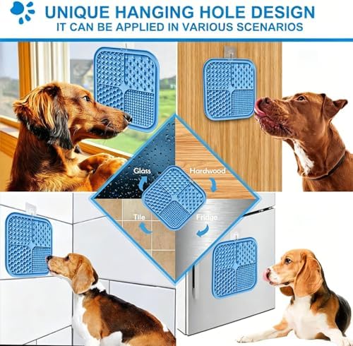 Licking Mat for Dogs & Cats with Suction Cups, 1 Pack Square Silicone Dog Slow Feeder Lick Pat for Anxiety Relief, Dog Toys to Keep Them Busy, Pets Bathing Training Grooming Mat 7.8 * 7.8 inches - Image 4