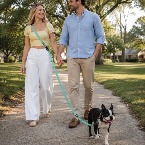 Kazazoo Hands-Free Dog Leash Adjustable Length 5-8 Ft,Crossbody & Waist for Dog Walking, Running for Small Dogs with Reflective Strips, Ballistic Nylon, Waist Belt, Lightweight Green - Image 3