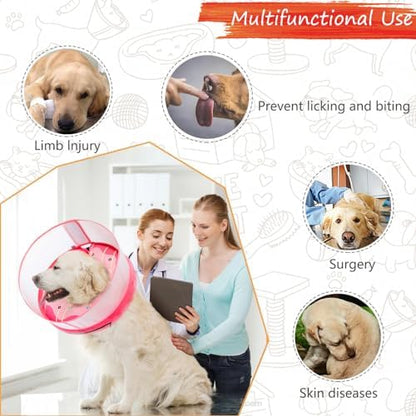 Inflatable Dog Cone Collar for Large Medium Small Dogs, Soft Dog Donut Collar Adjustable Recovery Cone for Pets After Surgery, Extra Enhanced Anti-Licking Guard Shield (Pink Donut, Medium Plus) - Image 6