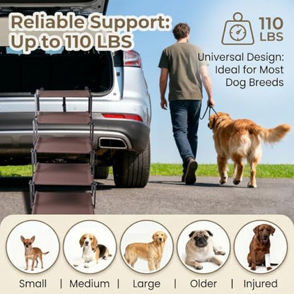 Dog Stairs for Car, 5 Steps, Extra Wide, 110lbs Weight Capacity - Image 4