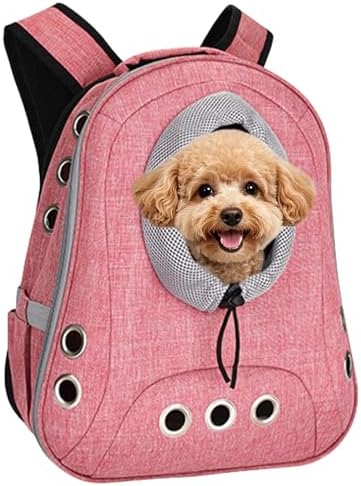 Small Dog Cat Chest Backpack Carrier,Large Space Ventilated Front Facing Backpack Carrier for Puppy,Lightweight Doggy Backpack for Hiking,Camping,Travel,Outdoor,Max 12 lbs(Pink) by NALIYOUHU