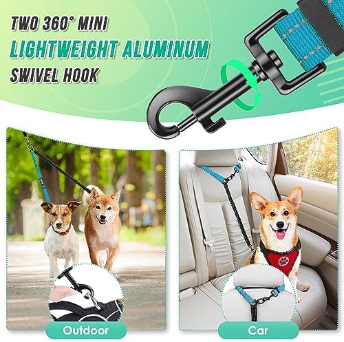 AUTOWT Two Dog Lead, 2 in 1 Upgraded Double Dog Leash Attachment Combine Adjustable Strap and Shock Absorbing Bungee No Tangle Dual Training Splitter for Different Size Dogs - Image 6