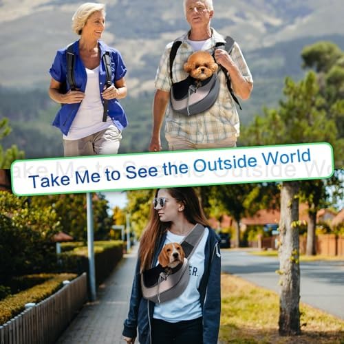 Dog Sling Carrier Pet Puppy Sling Bag Small Dogs Cats Carrier Hand Free Dog Satchel Carrier for Outdoor Travel, Medium, Grey - Image 4