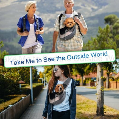 Dog Sling Carrier Pet Puppy Sling Bag Small Dogs Cats Carrier Hand Free Dog Satchel Carrier for Outdoor Travel, Medium, Grey - Image 4