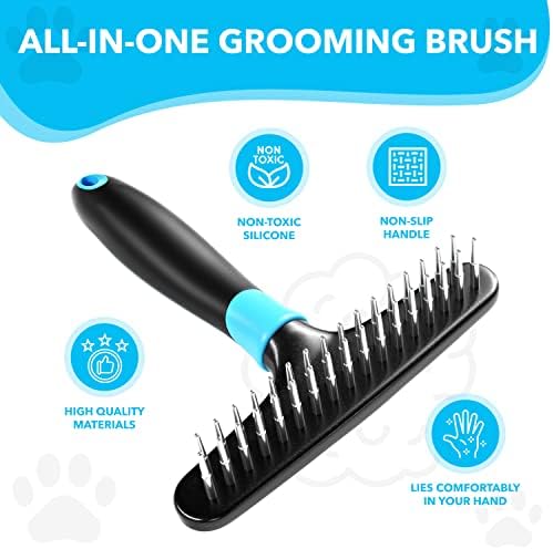 DOGI Deshedding Brush - Undercoat Rake for Dogs, Cats, Matted, Short, Long Hair Coats - Double Row Stainless Steel Pins - Reduce Shedding by 90% (Blue) - Image 2