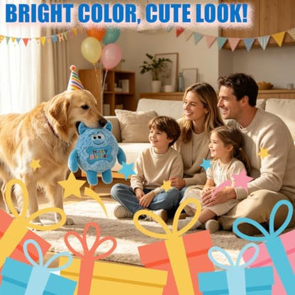 Monster Dog Birthday Toy for Gifts, Stuffed Dog Plush Toy, Blue - Image 5