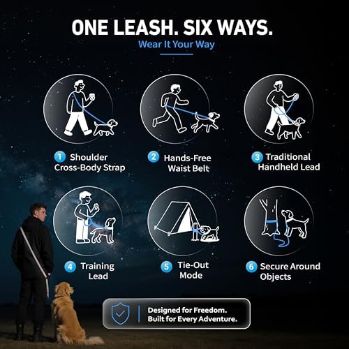 Hands Free Dog Leash,Galaxy Reflective,Crossbody Dog Leash,Blue - Image 3