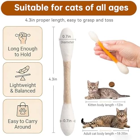6 Pack Giant Cotton Swab Catnip Toys,Giant Qtip Cat Toy,Felt Interactive Kicker Chew Toys for Kittens & Indoor Cats, Soft Teething Toy with Organic Catnip, Eases Boredom, Cat Lover Gift(Blue) - Image 6