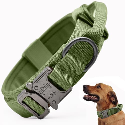 Tactical Dog Collar, Adjustable Military Training Nylon Pet Collar,Green XL by CADONO