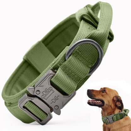 Tactical Dog Collar, Adjustable Military Training Nylon Collar, Green XXL by CADONO