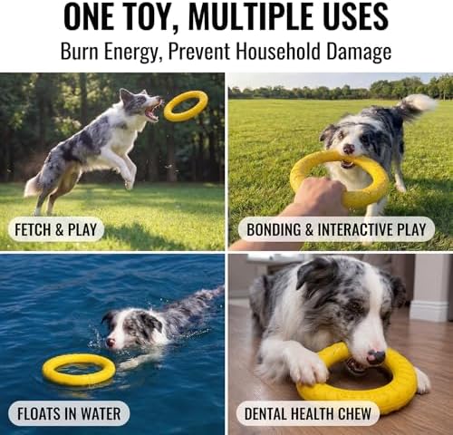 Dog Toys, Dog Chew Toys for Aggressive Chewers,Flying Discs for Medium/Large Breeds. Floating Dog Ring Toys for Throwing, Catching, Grabbing. (Large) - Image 3