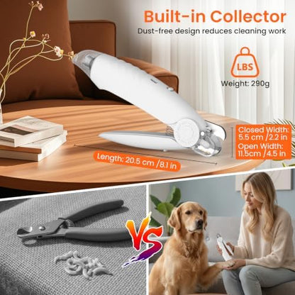 2-in-1 Dog & Cat Nail Clippers and Grinder with 2 Light, Quiet Electric Pet Nail Trimmers for Small Medium Large Dogs & Cats Claw, Safety Guard Usb Rechargeable, Professional Grooming Tool - Image 6