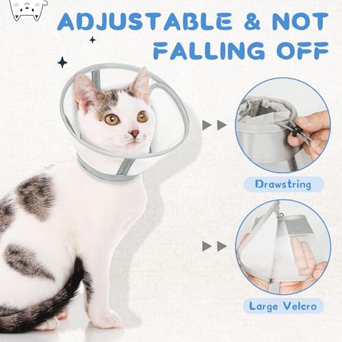 Supet Cat Cone Collar Soft, Air Mesh Recovery Collar to Stop Licking, Breathable Neck Cone Alternative, Lightweight Cat Head Cone Anti Scratch (S) - Image 6