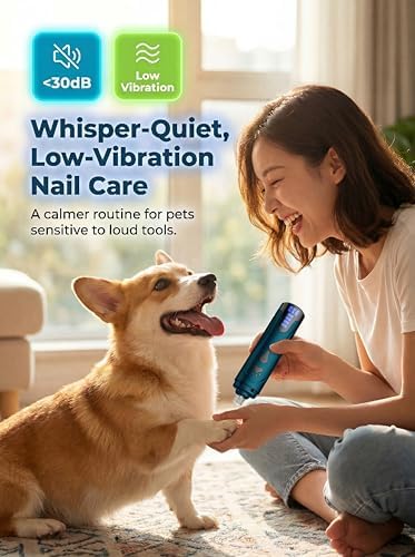 YABIFE Super Quiet Dog Nail Grinder & Clippers Kit with 2 LED Lights, 3 Speeds Up to 12,000 RPM, Lower Than 30dB Electric Pet Nail Trimmer for Small Medium Large Dogs and Cats - Image 2