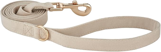Soft Corduroy Fibric Dog Leash, 5 Feet Length Lead with Heavy Duty Rotating Hook, for Medium Large Dogs.(M,White)