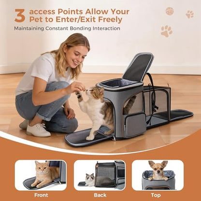 Large Cat Backpack Expandable Pet Carrier Backpack, Lekereise Dog Backpack Carrier for Small Dogs and Medium Cats, Grey - Image 3